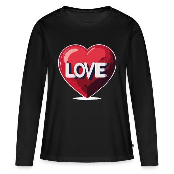 Message d’amour sincère - T-shirt manches longues Premium bio Femme - noir - Devant - Julia (174cm)