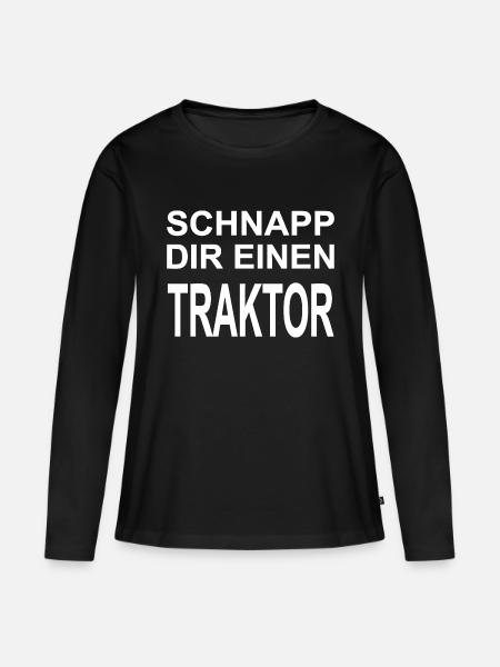 Traktor - Frauen Premium Bio Langarmshirt - Schwarz