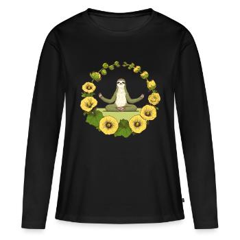 Paresseux zen - T-shirt manches longues Premium bio Femme - noir - Devant - Julia (174cm)