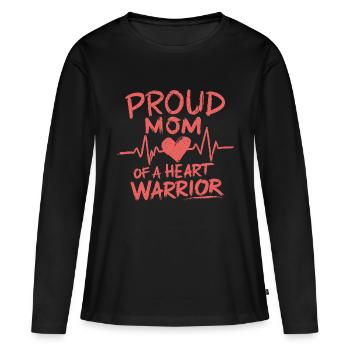 Fière maman d’un combattant cardiaque - T-shirt manches longues Premium bio Femme - noir - Devant - Julia (174cm)