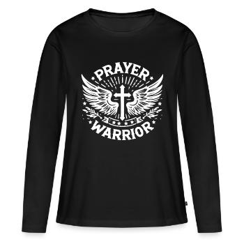 Guerrier de la prière - T-shirt manches longues Premium bio Femme - noir - Devant - Julia (174cm)