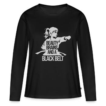 Black belt and self-confidence - Women's Premium Organic Long Sleeve Shirt - black - Front - Julia (174cm)