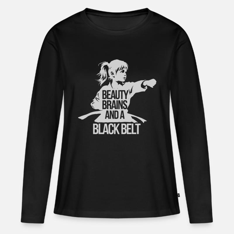 Schwarzgurt und Selbstbewusstsein - Frauen Premium Bio Langarmshirt - Schwarz