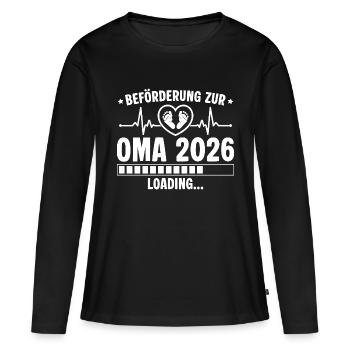 Beförderung zur Oma 2026 loading - Frauen Premium Bio Langarmshirt - Schwarz - Vorne - Julia (174cm)