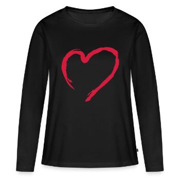 heart - Frauen Premium Bio Langarmshirt - Schwarz - Vorne - Julia (174cm)