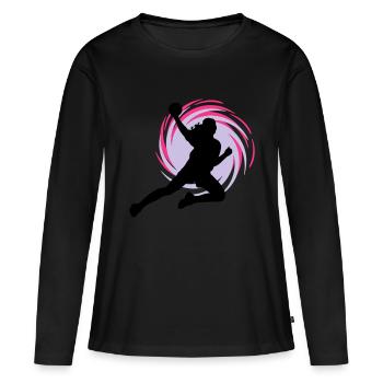 Eddy handball - T-shirt manches longues Premium bio Femme - noir - Devant - Julia (174cm)