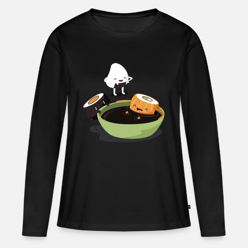 Sushi Bath - Frauen Premium Bio Langarmshirt - Schwarz