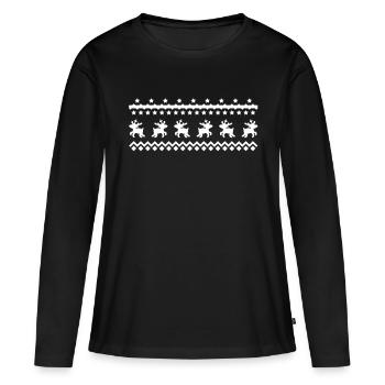 rennes de patron de noël - T-shirt manches longues Premium bio Femme - noir - Devant - Julia (174cm)