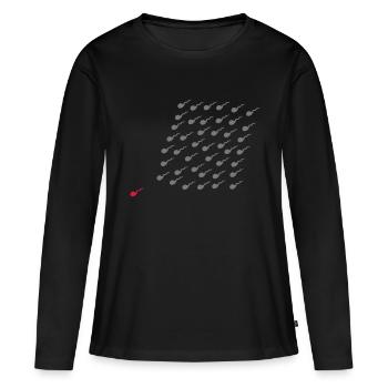 Grossesse - T-shirt manches longues Premium bio Femme - noir - Devant - Julia (174cm)