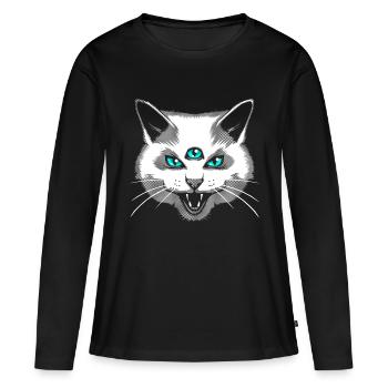 Third Eye Meow - Women's Premium Organic Long Sleeve Shirt - black - Front - Julia (174cm)