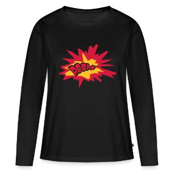 boom text fire flame hot tnt dynamite explode - Women's Premium Organic Long Sleeve Shirt - black - Front - Julia (174cm)