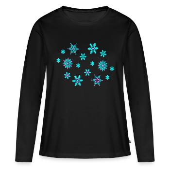 Flocons de neige - T-shirt manches longues Premium bio Femme - noir - Devant - Julia (174cm)