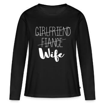 Girlfriend Fiance Wife/Freundin Verlobte Ehefrau - Frauen Premium Bio Langarmshirt - Schwarz - Vorne - Julia (174cm)
