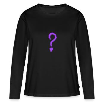 Conception des points d’interrogation violet - T-shirt manches longues Premium bio Femme - noir - Devant - Julia (174cm)