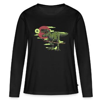 Dino Katana Invasion - bananaharvest - Women's Premium Organic Long Sleeve Shirt - black - Front - Julia (174cm)