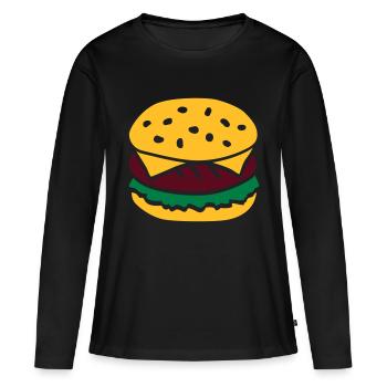 Burger - T-shirt manches longues Premium bio Femme - noir - Devant - Julia (174cm)