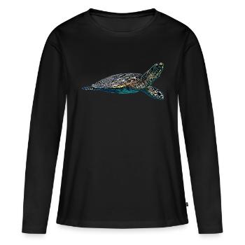 Tortue de mer tortue de mer - T-shirt manches longues Premium bio Femme - noir - Devant - Julia (174cm)