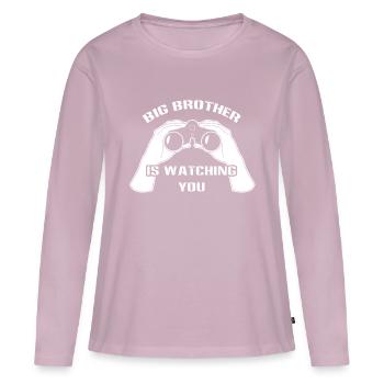 big brother - T-shirt manches longues Premium bio Femme - rose poudré - Devant - Julia (174cm)