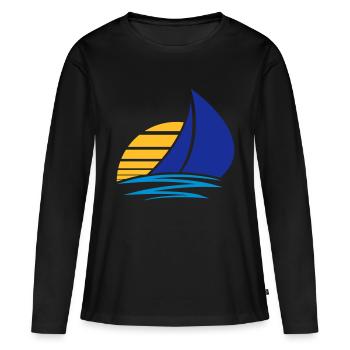 soleil voile logo conception bateau à voile bateau - T-shirt manches longues Premium bio Femme - noir - Devant - Julia (174cm)