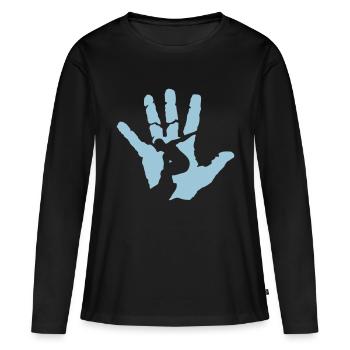 main surf logo surfeur - T-shirt manches longues Premium bio Femme - noir - Devant - Julia (174cm)