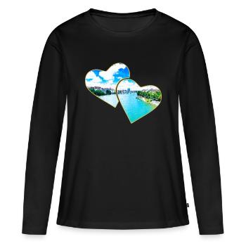 Bâle - T-shirt manches longues Premium bio Femme - noir - Devant - Julia (174cm)