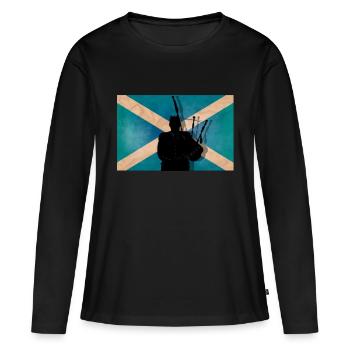 Cornemuseur écossais - T-shirt manches longues Premium bio Femme - noir - Devant - Julia (174cm)