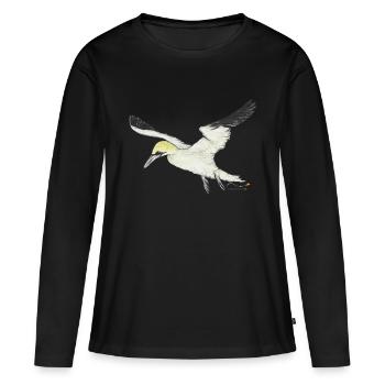 Basstölpel, ein Seevogel - Frauen Premium Bio Langarmshirt - Schwarz - Vorne - Julia (174cm)