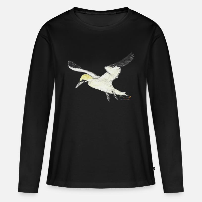 Basstölpel, ein Seevogel - Frauen Premium Bio Langarmshirt - Schwarz