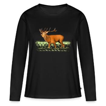 Roaring deer - Women's Premium Organic Long Sleeve Shirt - black - Front - Julia (174cm)