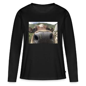 Nez de vache - T-shirt manches longues Premium bio Femme - noir - Devant - Julia (174cm)