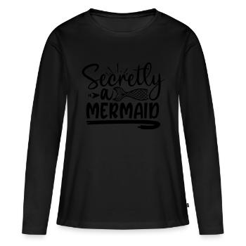 secrètement une sirène - T-shirt manches longues Premium bio Femme - noir - Devant - Julia (174cm)