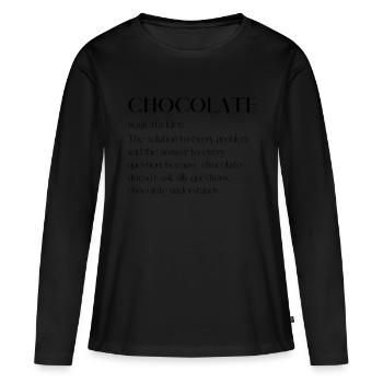 Chocolate - T-shirt manches longues Premium bio Femme - noir - Devant - Julia (174cm)