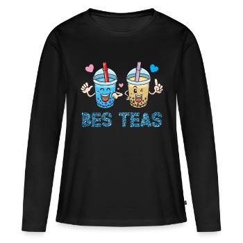 Bes Teas Bubble Tea Boba Tea - Women's Premium Organic Long Sleeve Shirt - black - Front - Julia (174cm)