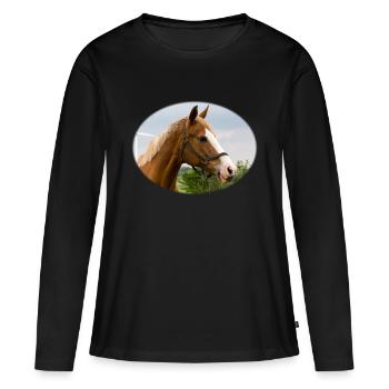 Cheval. Cheval. - T-shirt manches longues Premium bio Femme - noir - Devant - Julia (174cm)
