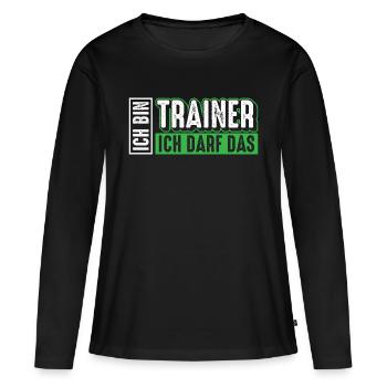 Trainer | Ich bin Trainer ich darf das - Frauen Premium Bio Langarmshirt - Schwarz - Vorne - Julia (174cm)
