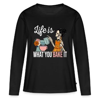 Boulangerie Baker Boulangerie Boulangerie Gâteau de confiserie - T-shirt manches longues Premium bio Femme - noir - Devant - Julia (174cm)