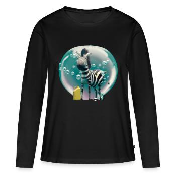 Zebra, digital Art - Women's Premium Organic Long Sleeve Shirt - black - Front - Julia (174cm)