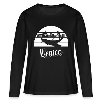 Venise avec son horizon et ses gondoles - T-shirt manches longues Premium bio Femme - noir - Devant - Julia (174cm)