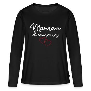 Cadeau maman d'amour. - T-shirt manches longues Premium bio Femme - noir - Devant - Julia (174cm)