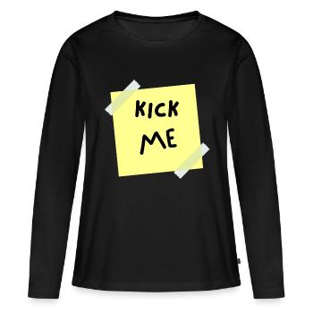 Kick me - T-shirt manches longues Premium bio Femme - noir - Devant - Julia (174cm)