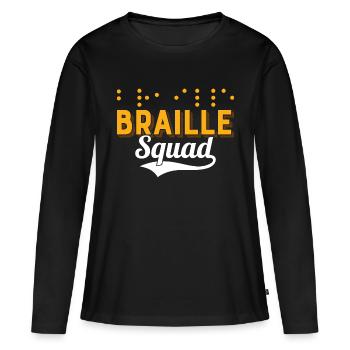 Braille Squad Blindness Impaired Braille Dots - Frauen Premium Bio Langarmshirt - Schwarz - Vorne - Julia (174cm)