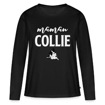 Maman collie 2 - T-shirt manches longues Premium bio Femme - noir - Devant - Julia (174cm)