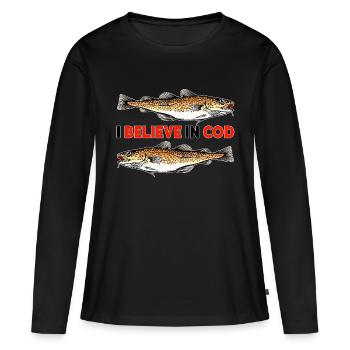 Fishing - I believe in Cod - Women's Premium Organic Long Sleeve Shirt - black - Front - Julia (174cm)