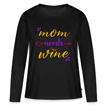 Le vin, c’est ce que je ressens aujourd’hui - T-shirt manches longues Premium bio Femme - noir - Devant - Julia (174cm)
