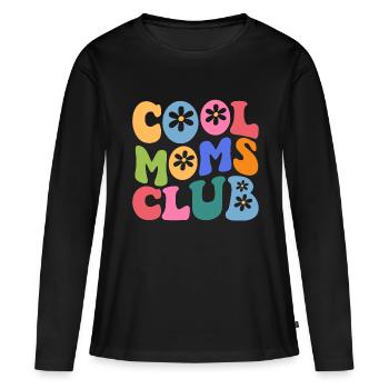 Cool Moms Club with Daisy Flower - Frauen Premium Bio Langarmshirt - Schwarz - Vorne - Julia (174cm)