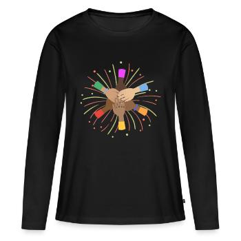 love - T-shirt manches longues Premium bio Femme - noir - Devant - Julia (174cm)