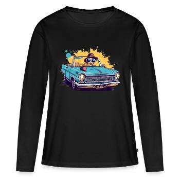 Emma en cabriolet - T-shirt manches longues Premium bio Femme - noir - Devant - Julia (174cm)