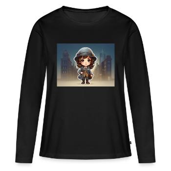 girl with hat - Women's Premium Organic Long Sleeve Shirt - black - Front - Julia (174cm)