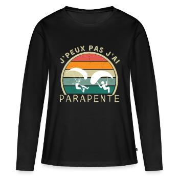 Ich kann nicht Gleitschirm Gleitschirm T-Shirt - Frauen Premium Bio Langarmshirt - Schwarz - Vorne - Julia (174cm)