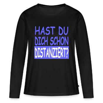 Distanziert Vers.2 - Frauen Premium Bio Langarmshirt - Schwarz - Vorne - Julia (174cm)